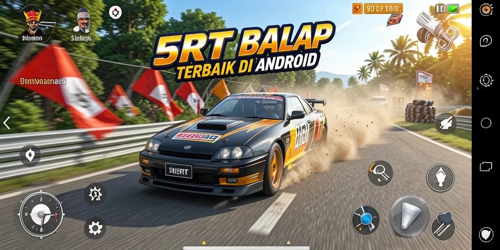 Tampilan gameplay 5RT dengan aksi balap seru di lintasan.