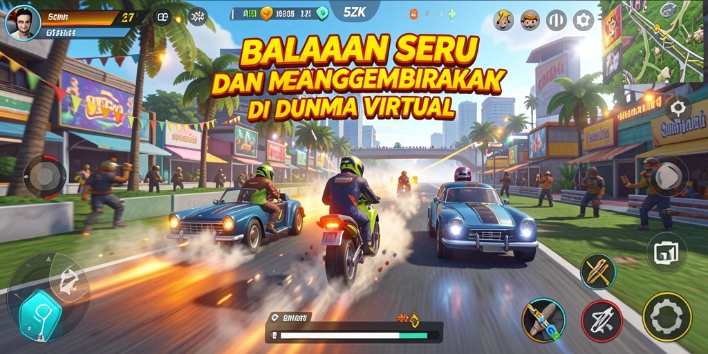 Tangkapan layar gameplay <strong>5ZK</strong> yang menunjukkan aksi balap yang mendebarkan.