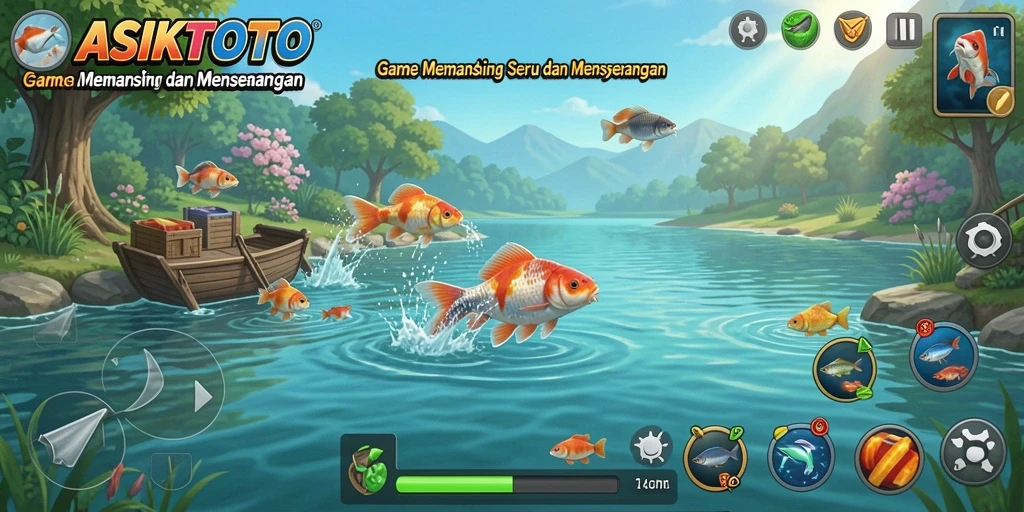 Screenshot gameplay ASIKTOTO yang menampilkan aksi memancing seru.