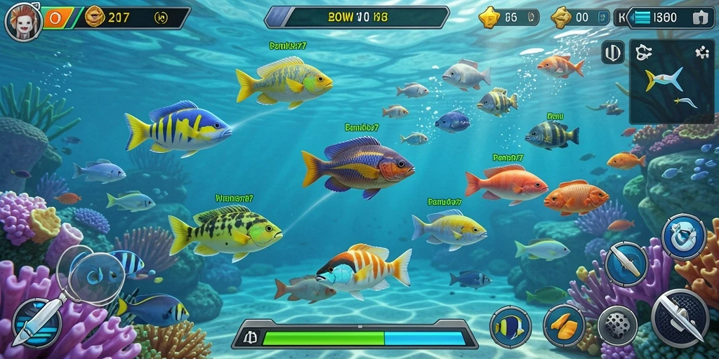 Tampilan gameplay BOWO77 menunjukkan aksi menembak ikan yang seru.