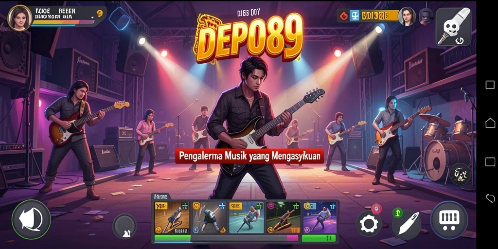 Screenshot gameplay DEPO89 menampilkan interaksi pengguna dengan musik.