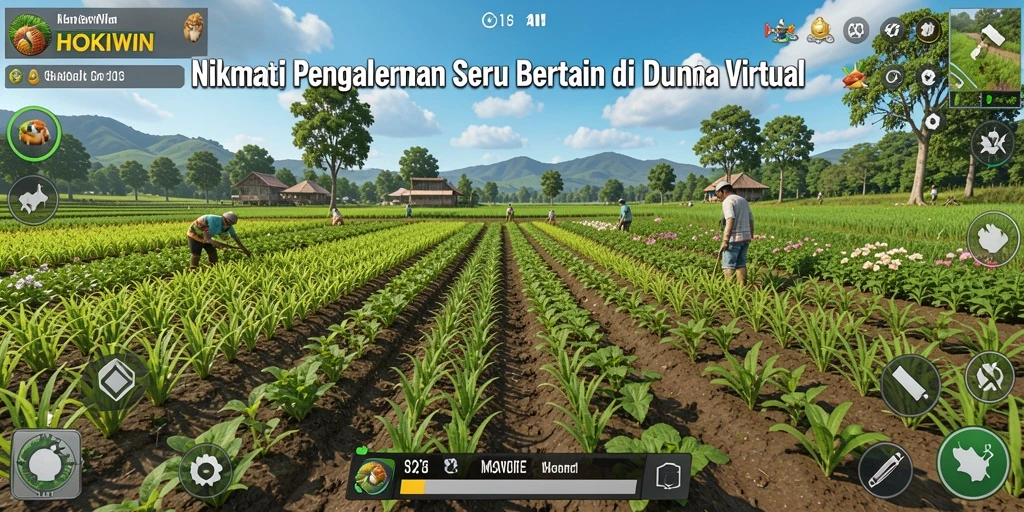 Tangkapan layar HOKIWIN menunjukkan aktivitas bercocok tanam yang menyenangkan.