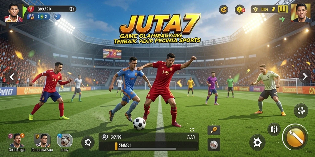 Gambaran aksi seru dalam JUTA7 dengan gameplay olahraga yang menegangkan.