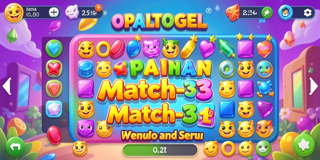 Tampilan gameplay seru dalam OPALTOGEL dengan tantangan Match-3.