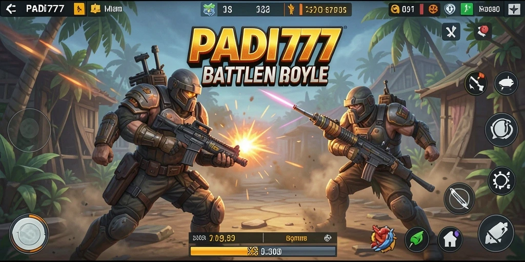 Screenshot PADI777 menampilkan aksi mendebarkan dalam pertarungan Battle Royale.