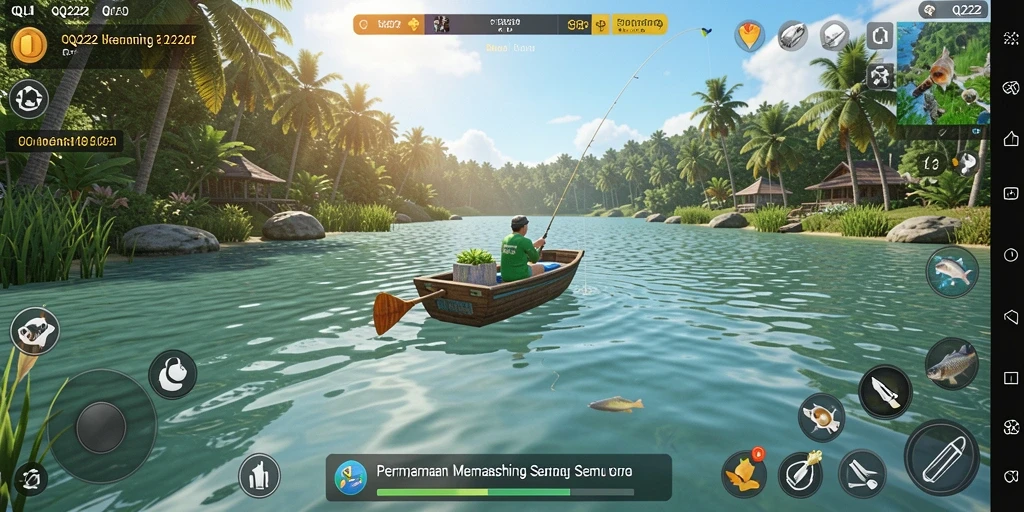Gameplay QQ222 yang menampilkan pengalaman memancing yang seru.
