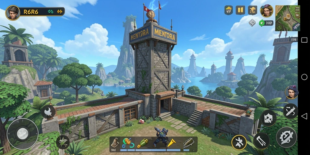 Screenshot R6R6 memperlihatkan aksi pertahanan menara yang menegangkan.