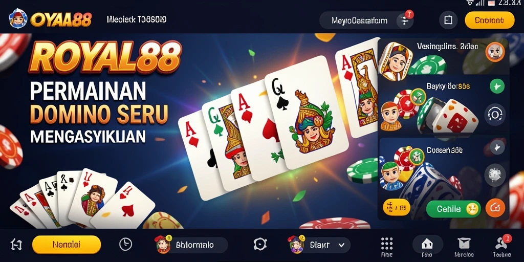 Tampilan interaktif dan seru dari gameplay Domino ROYAL88.