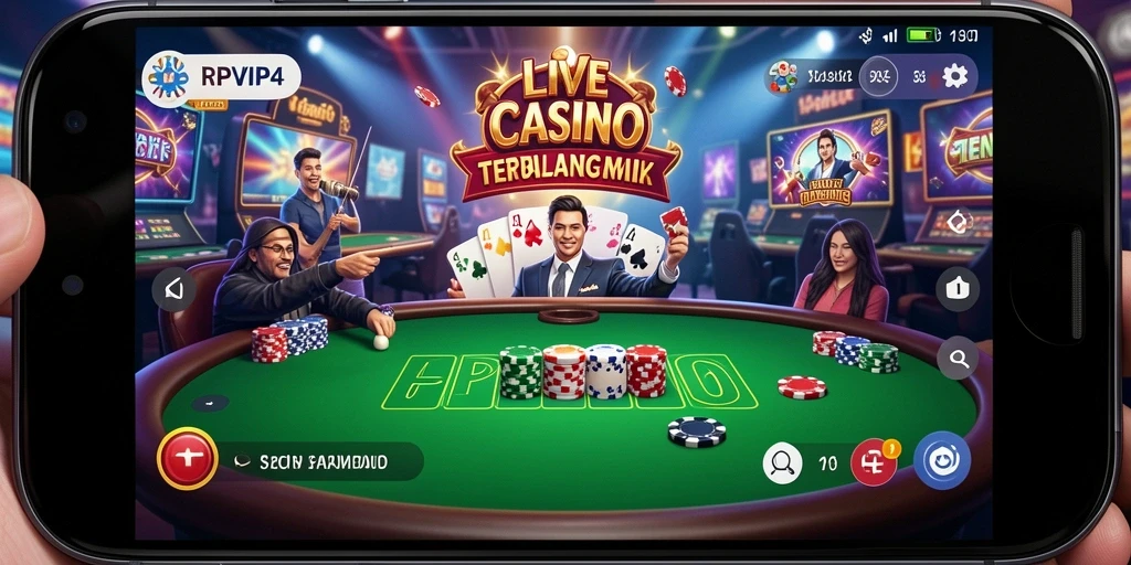 Tampilan gameplay RPVIP4 yang menampilkan suasana kasino langsung.