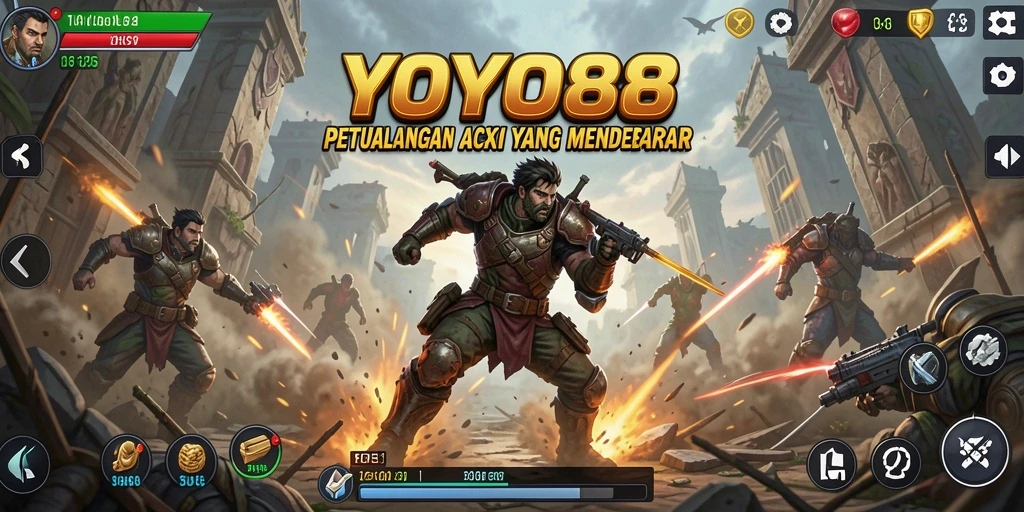 Screenshot gameplay YOYO88 menampilkan aksi mendebarkan di medan perang.